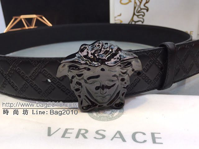 VERSVE男士皮帶 範思哲希臘回紋壓花腰帶  jjp1946